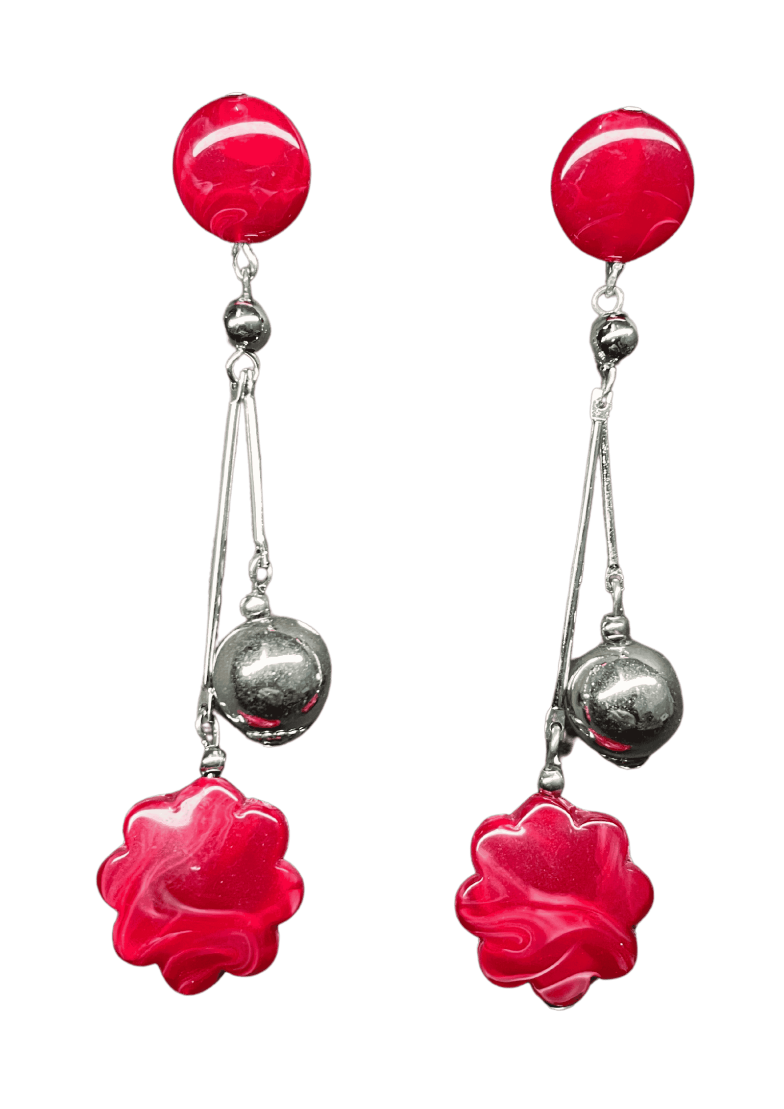 Vintage Red Petal Earings